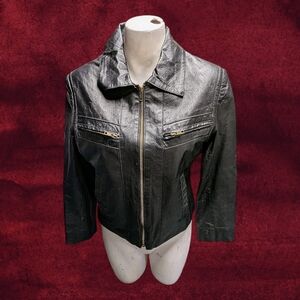 Women's Zip up Leather Jacket by Phase Two